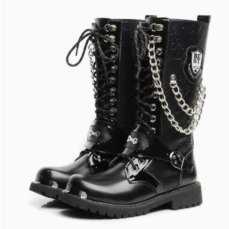 高級メンズオートバイブーツ、ミッドカーフ丈、通気性のあるコン - Motorcycle Chain のレビューと価格